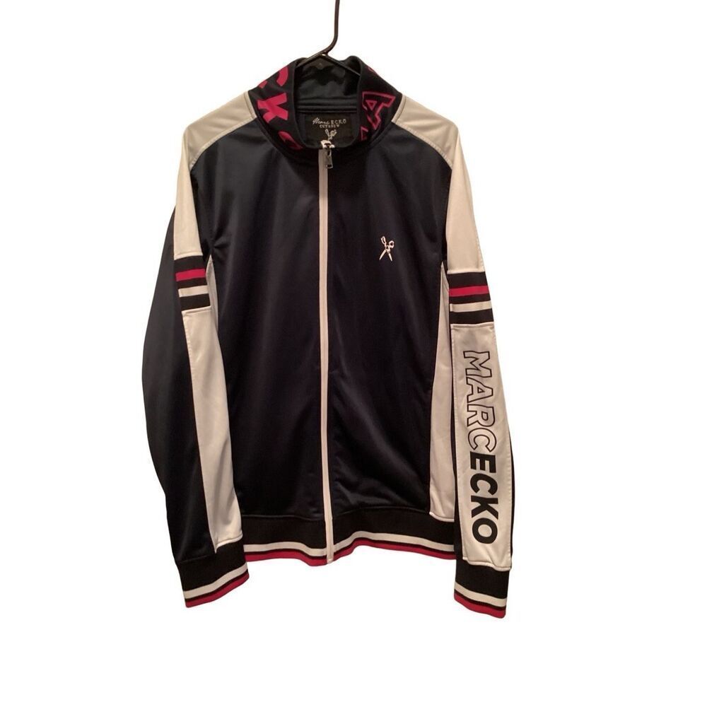 Marc Eko Cut & Sew Blue White Pink Track Jacket